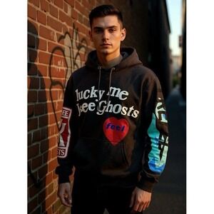 Lucky Me I See Ghosts Hoodie Kanye West Kid Cudi Camp Flog Gnaw Festival M Rare